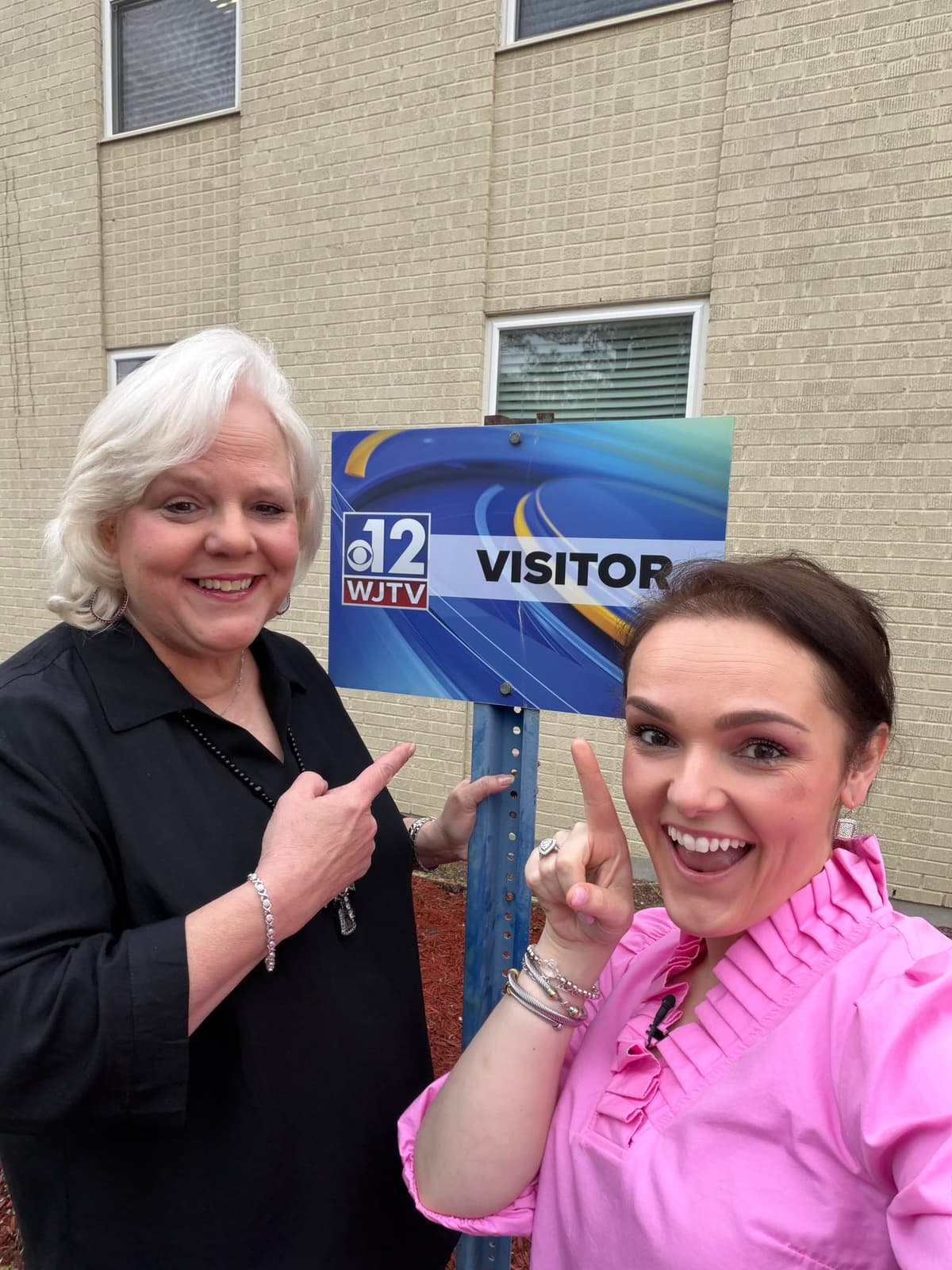 Taylor and Dee Dee visiting WJTV studio